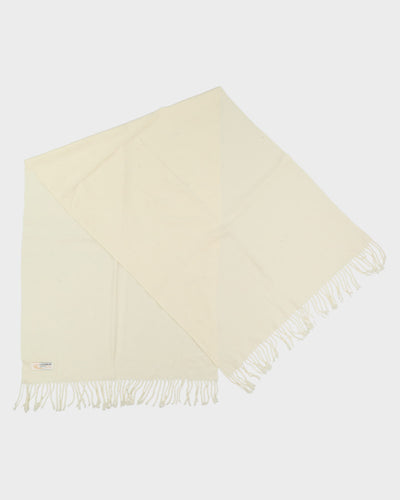 Cream Fringed Cashmere Scarf