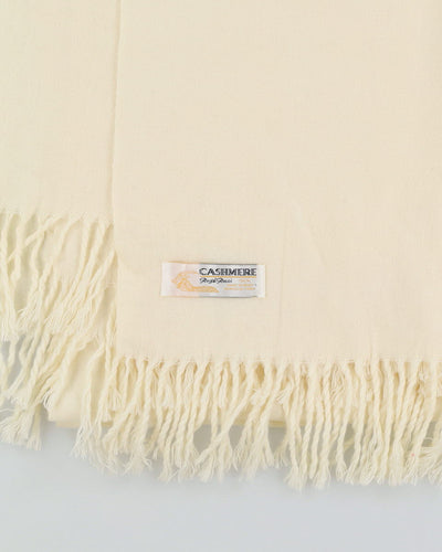 Cream Fringed Cashmere Scarf