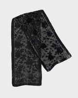 Black And Grey Floral Velvet Devore Scarf