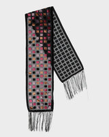 Black With Pink Pattern Velvet Devore Scarf