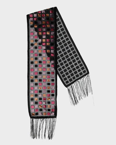 Black With Pink Pattern Velvet Devore Scarf