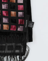 Black With Pink Pattern Velvet Devore Scarf