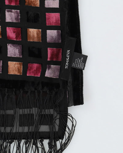 Black With Pink Pattern Velvet Devore Scarf
