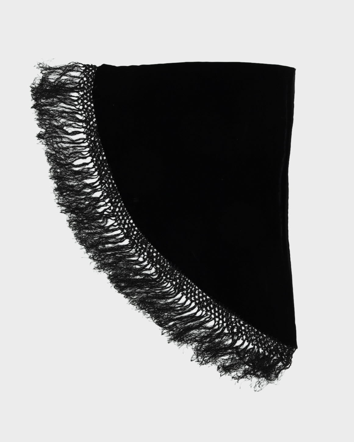 Black Velvet Fringed Shawl