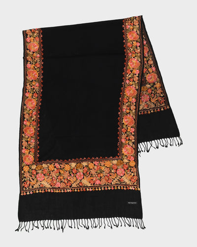Black Pashmina With Floral Embroidery Shawl
