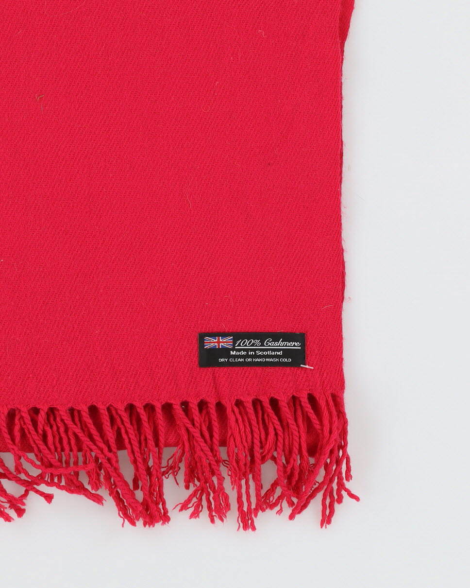 Pink Cashmere Fringed Scarf