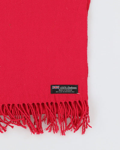 Pink Cashmere Fringed Scarf
