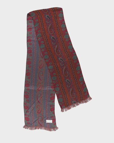 Purple And Orange Paisley Patterned Scarf
