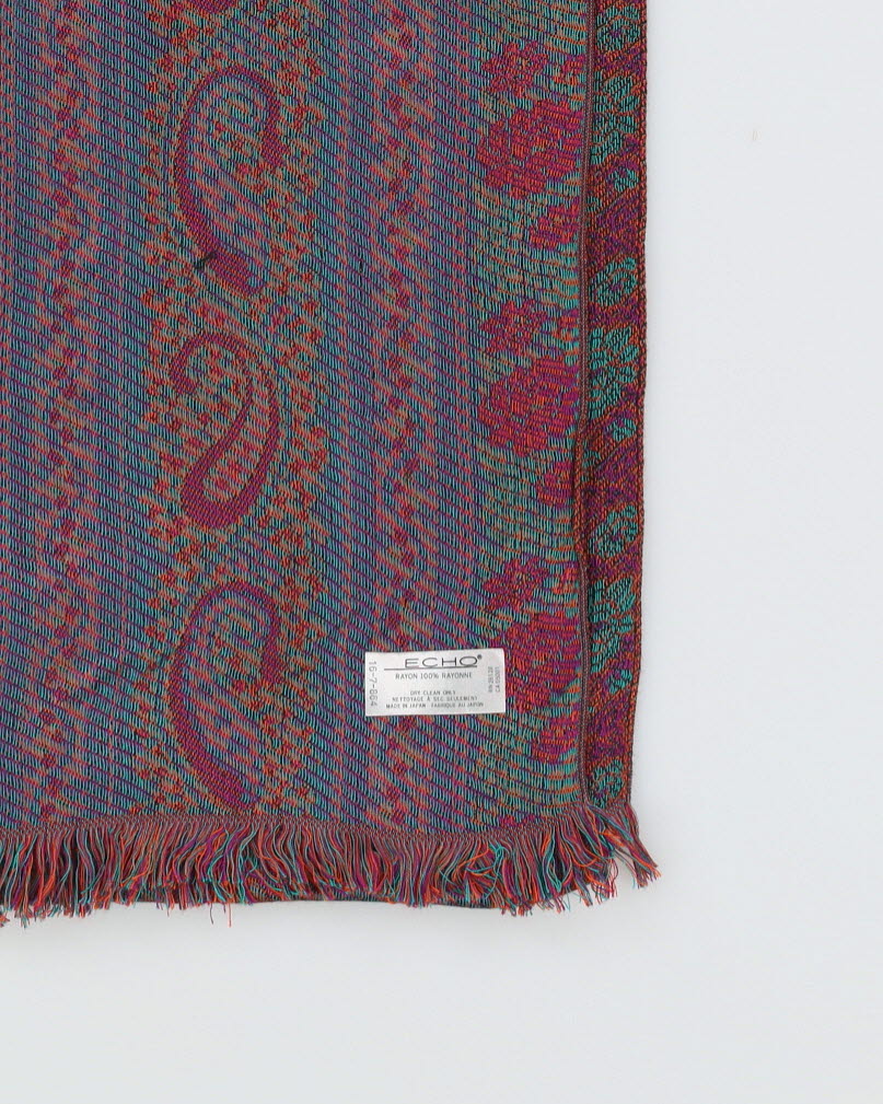 Purple And Orange Paisley Patterned Scarf