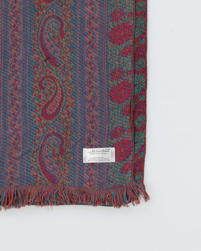 Purple And Orange Paisley Patterned Scarf