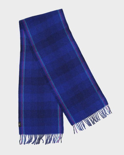 Blue Alpaca Fringed Scarf
