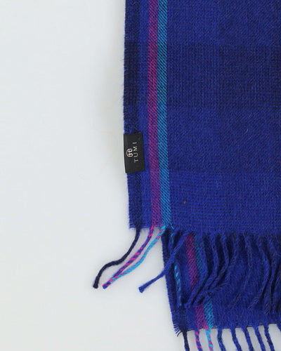 Blue Alpaca Fringed Scarf
