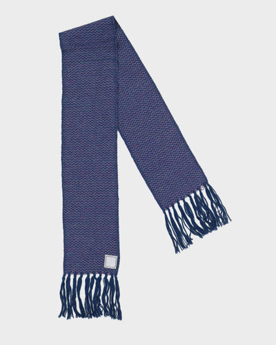 Blue Woven Fringed Scarf