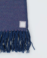Blue Woven Fringed Scarf