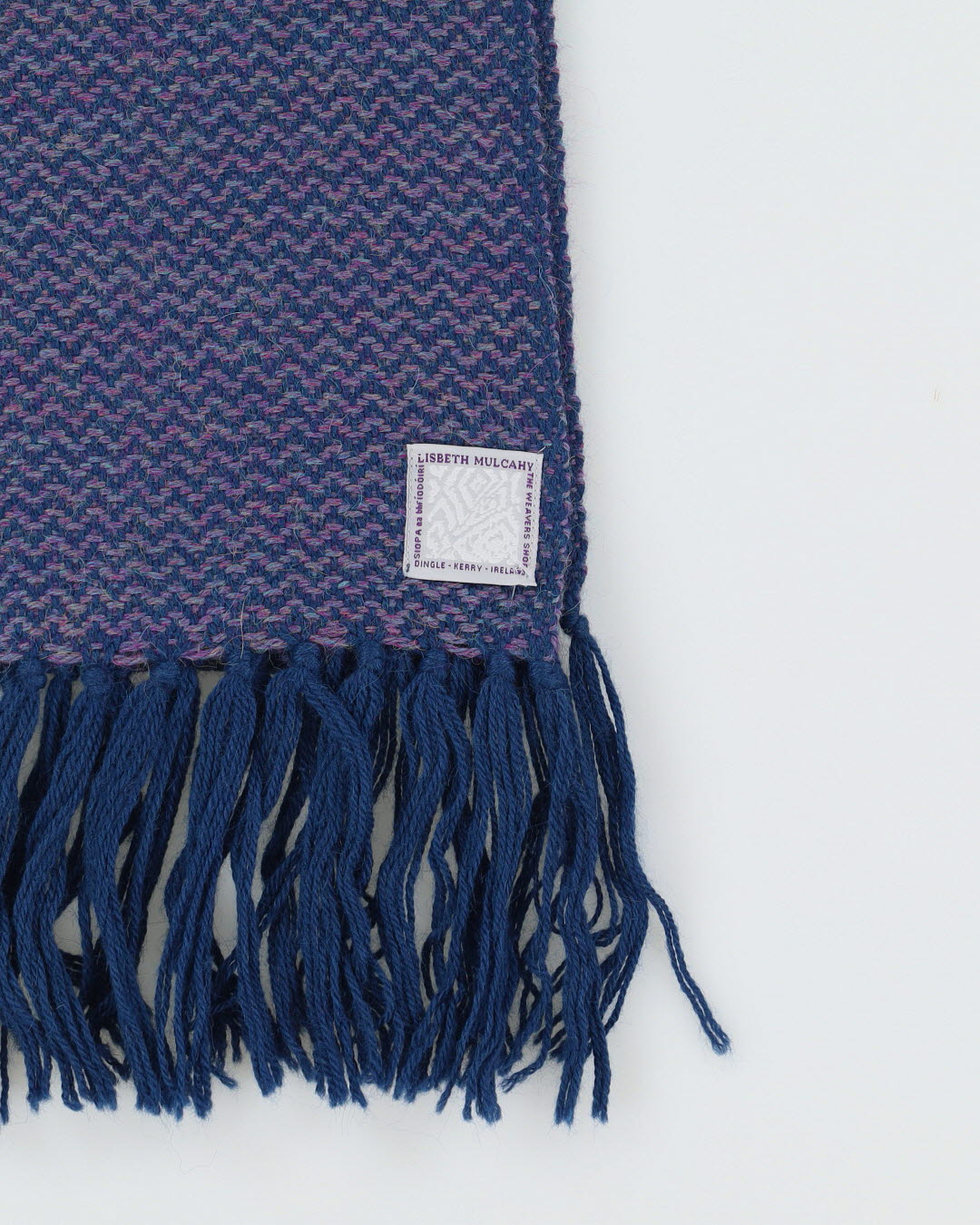 Blue Woven Fringed Scarf