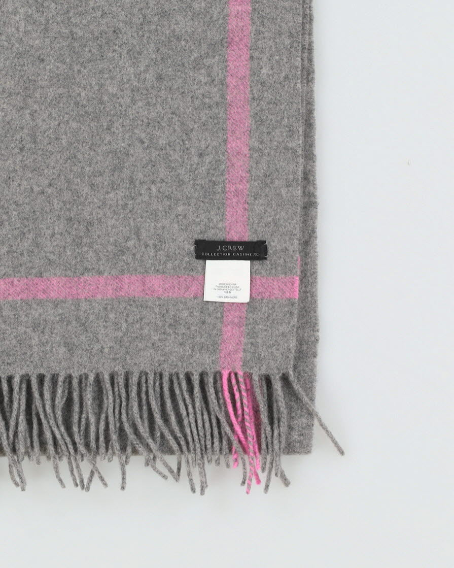 J Crew Grey Cashmere Fringed Scarf