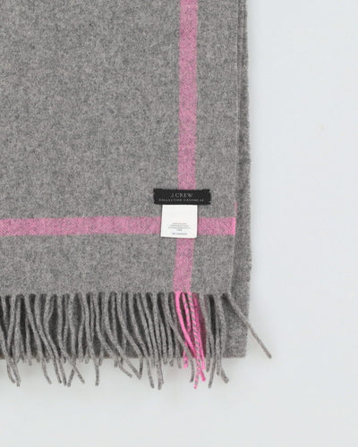 J Crew Grey Cashmere Fringed Scarf