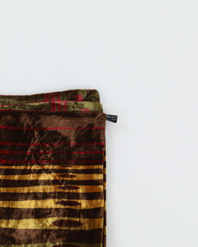 Burgundy Patterned Velvet Scarf