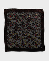 Brown Floral Velvet Devore Scarf