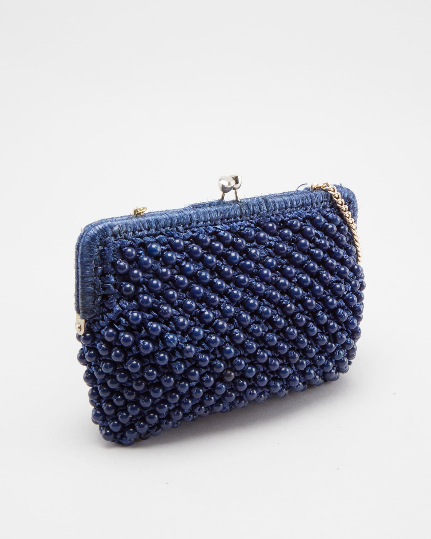 Vintage 1980s Blue Beaded Purse Bag
