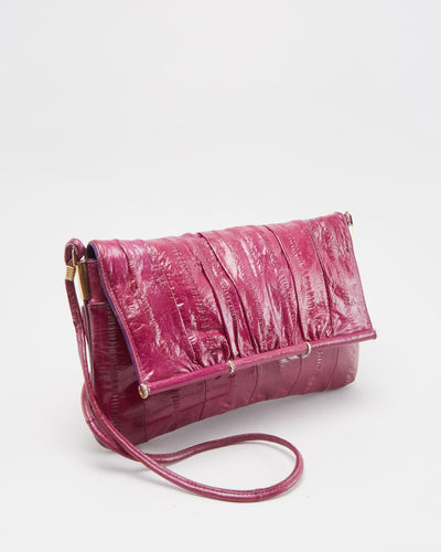 Vintage 1990s Lilac Eel Skin Leather Shoulder Bag
