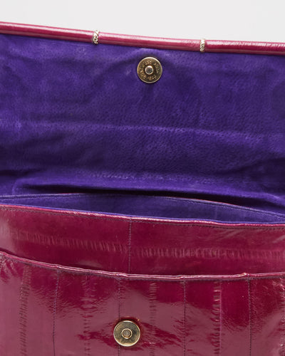 Vintage 1990s Lilac Eel Skin Leather Shoulder Bag