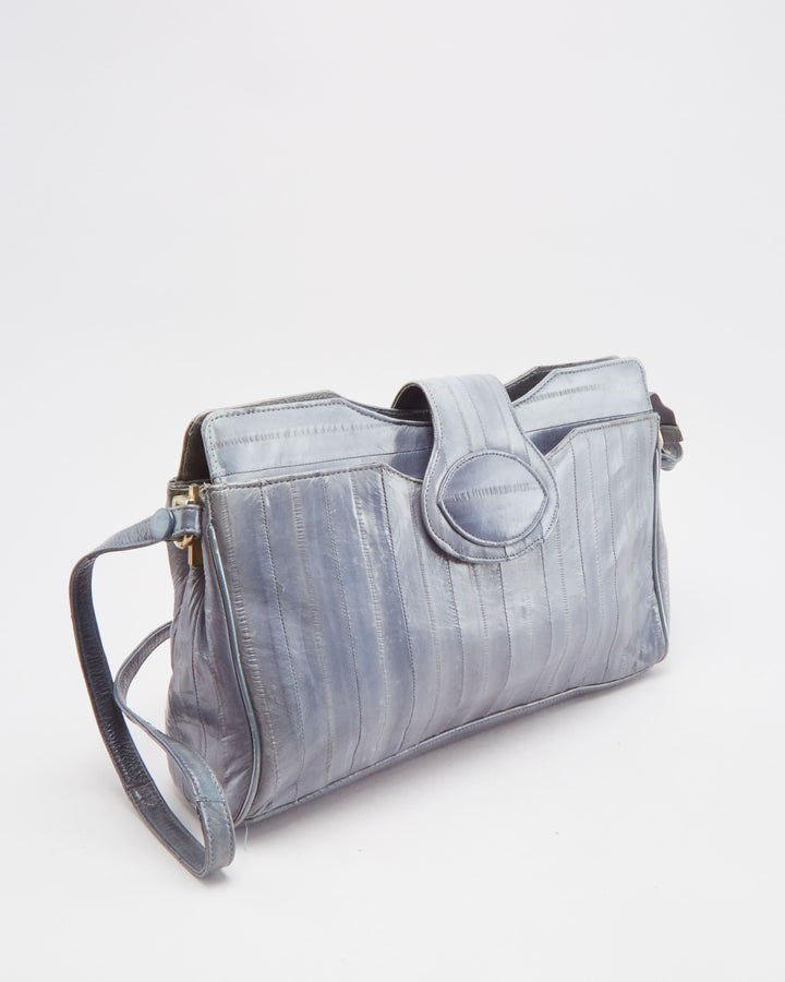 Vintage 1990s Grey Eel Skin Leather Shoulder Bag