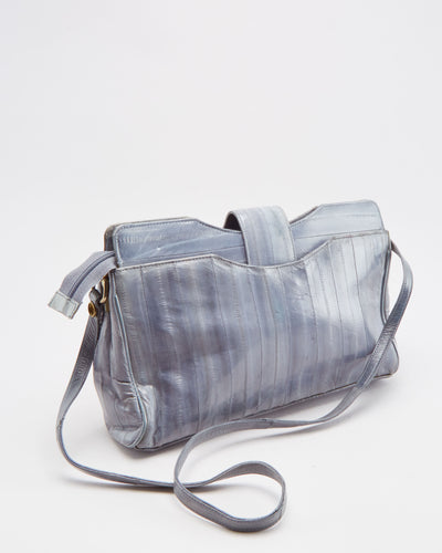 Vintage 1990s Grey Eel Skin Leather Shoulder Bag