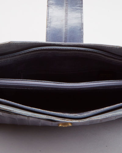 Vintage 1990s Grey Eel Skin Leather Shoulder Bag