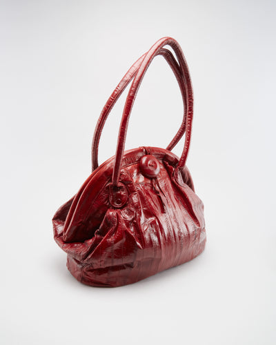 Vintage 1990s Red Eel Skin Handbag