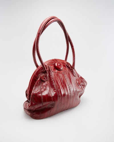 Vintage 1990s Red Eel Skin Handbag