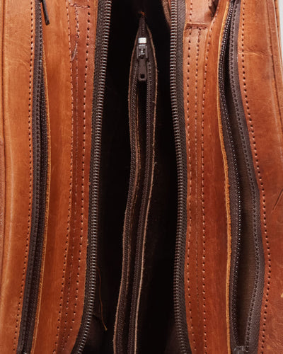 Vintage 1970s Brown Tooled Leather Shoulder Bag