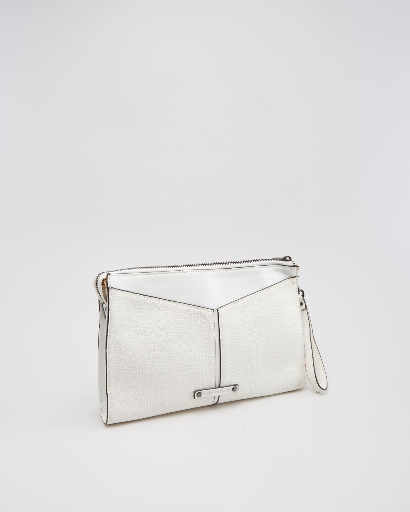 BCBG Maxazria White Faux Leather Clutch