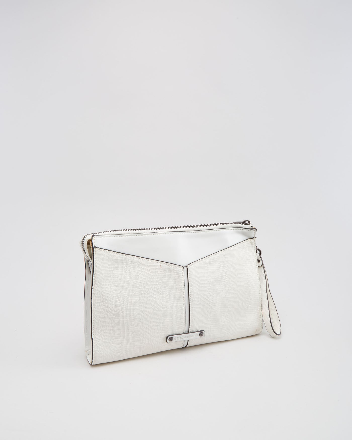 BCBG Maxazria White Faux Leather Clutch