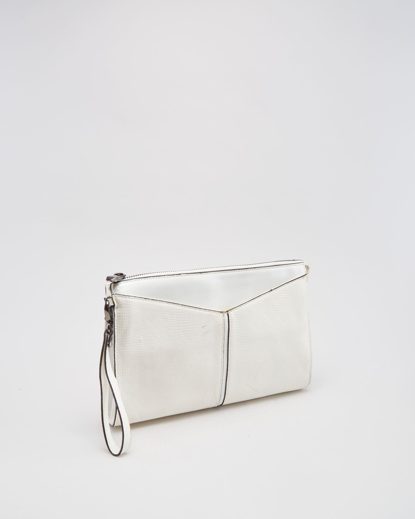 BCBG Maxazria White Faux Leather Clutch