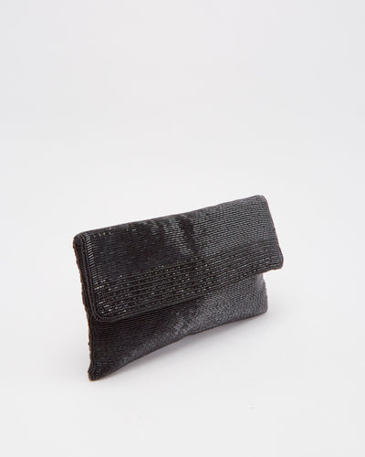 Vintage 1990s Black Beaded Clutch