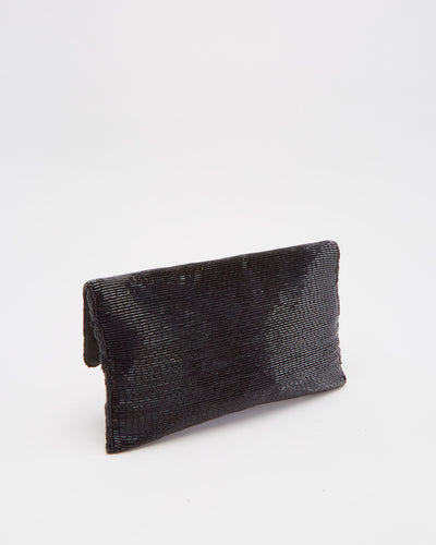 Vintage 1990s Black Beaded Clutch