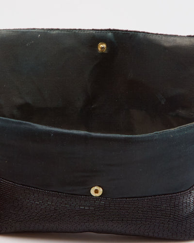 Vintage 1990s Black Beaded Clutch