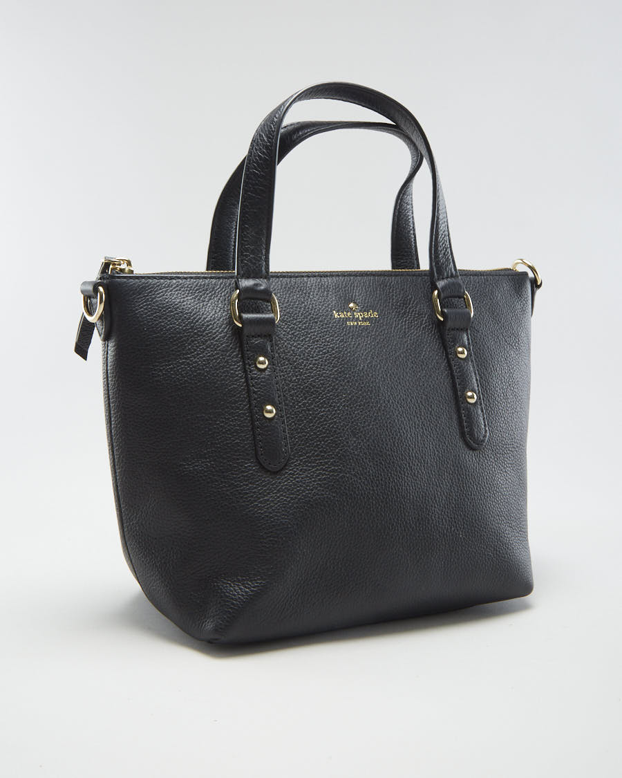 Kate Spade Black Leather Bag With Gold Hardware - O/S