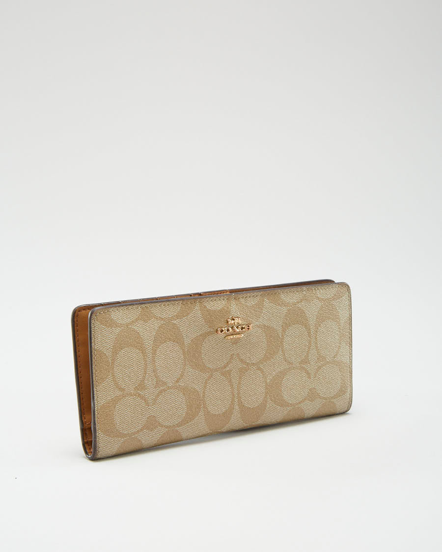 Y2K 00s Coach Beige Monogram Wallet - O/S