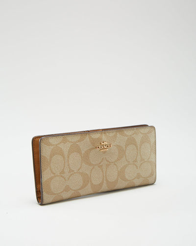 Y2K 00s Coach Beige Monogram Wallet - O/S