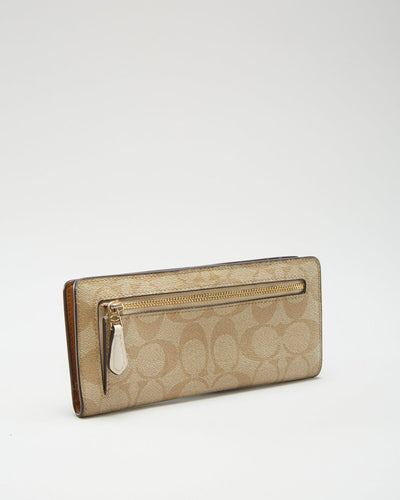 Y2K 00s Coach Beige Monogram Wallet - O/S