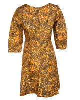50s Warm Toned Brown and Orange Patterned Dress - S