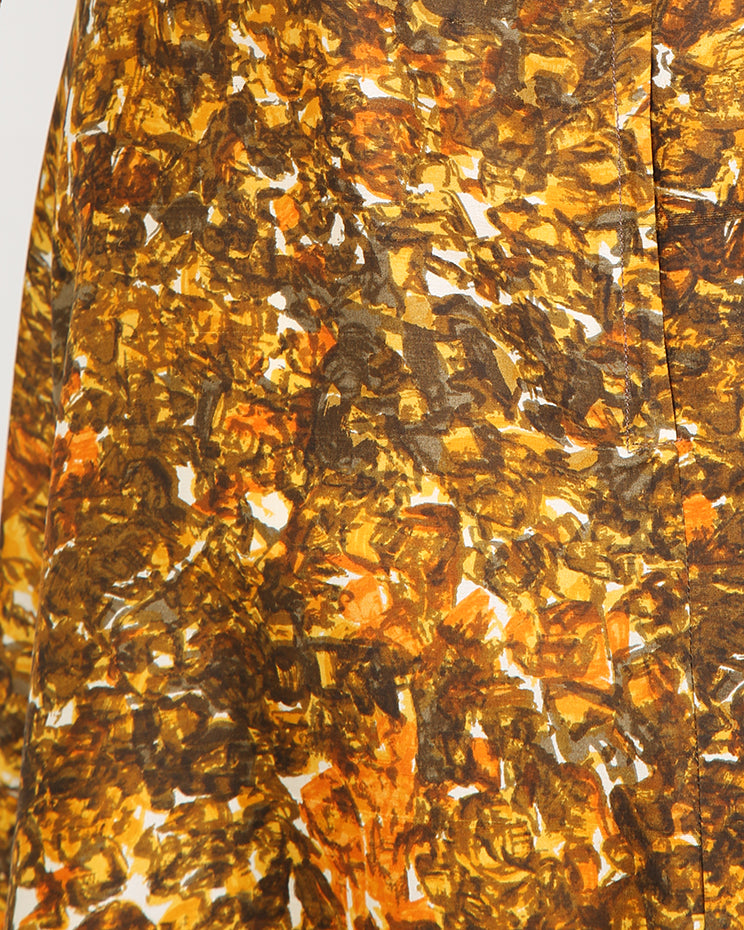 50s Warm Toned Brown and Orange Patterned Dress - S