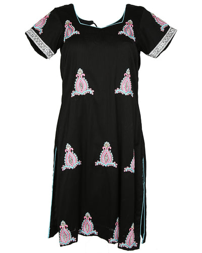 Black Embroidered Silver Edge Dress - S