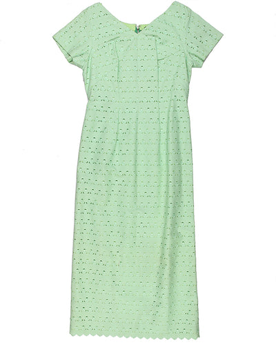 60s Pale Green Embroidered Maxi Dress - S
