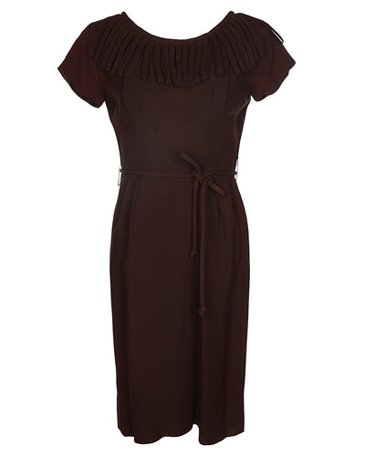 Vintage 50s Brown Fringed Dress - S