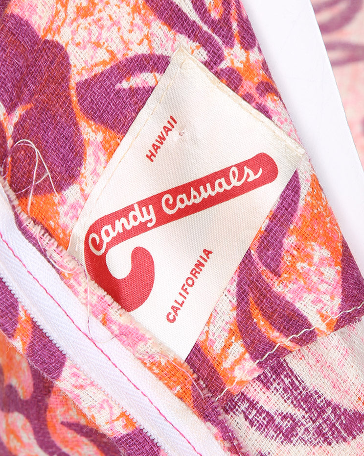 60's Candy Casuals Pink Maxi Hawaiian Dress - M