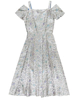Vintage 1950s Aquamarine Brocade Evening Dress - S