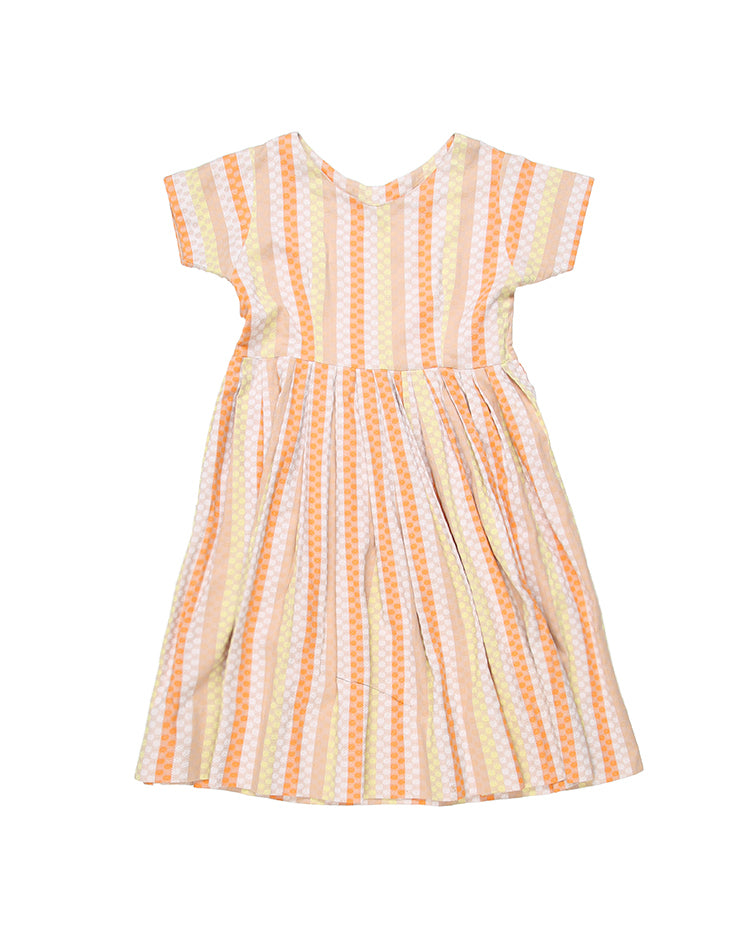 Vintage 1950s orange and yellow patterned swing dress - S